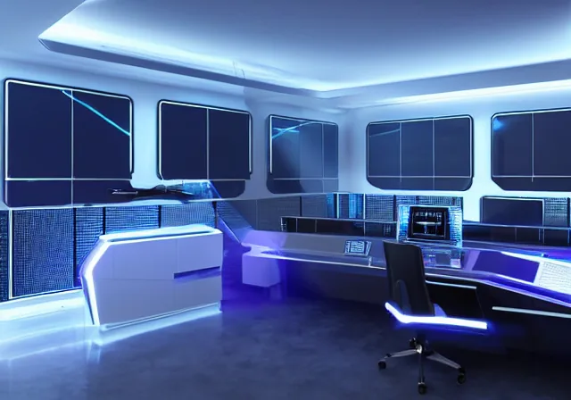 Panel holográfico con gráficas de estrategia tecnológica